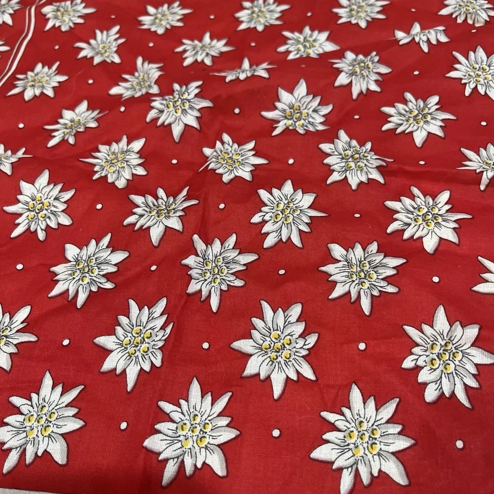Glarner Tuechli Head Scarf Handkerchief Red White‎ Flowers Switzerland 18x18